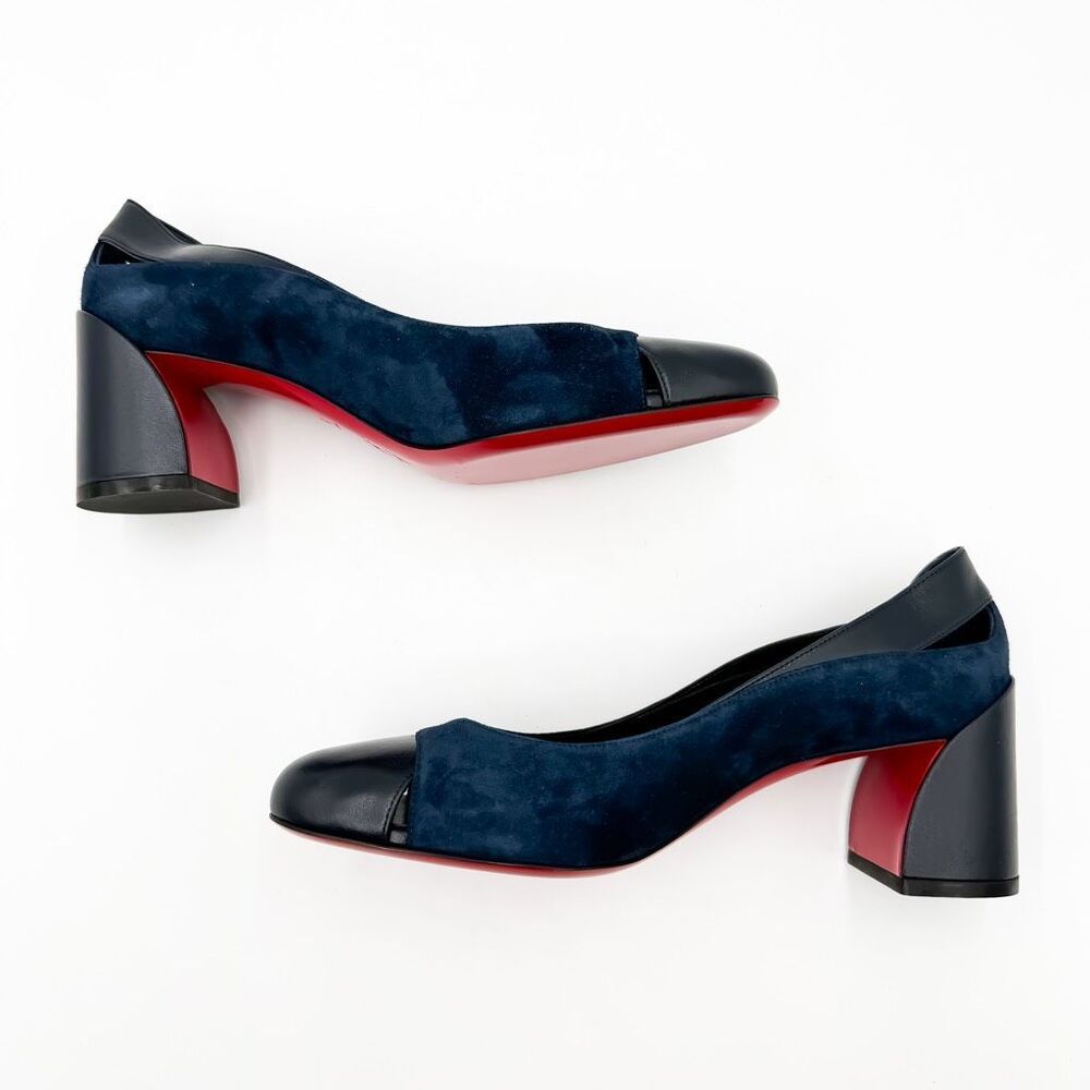 Christian Louboutin Miss Duvette 55 Cap Toe Suede Block Heel Pumps EU 38 US 8 - Picture 8 of 11